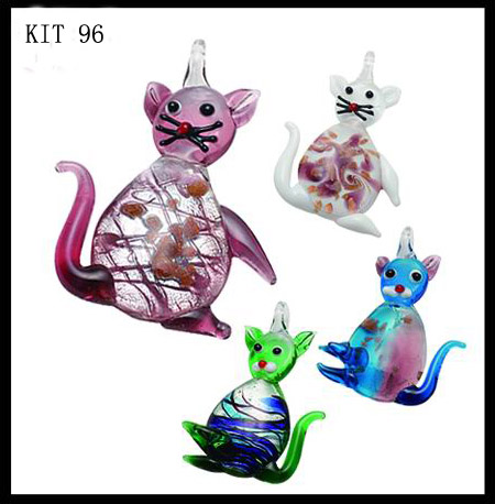 Murano Pendant Cat (Sold in 12 pcs per package, assorted colors)