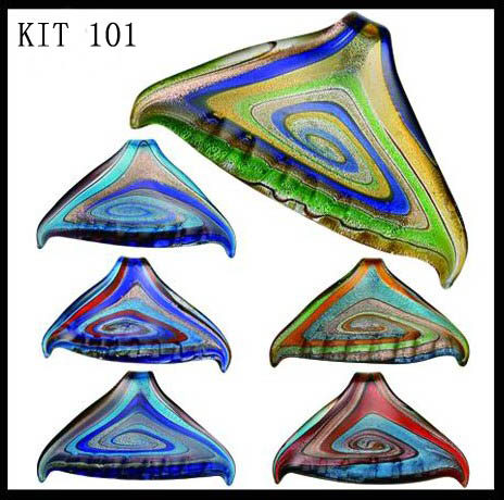 Murano Shark Tail (Sold in 12 pcs per package, assorted colors)