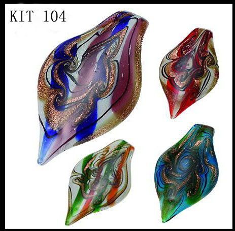 Murano Leaf With Streak (Sold in 12 pcs per package, assorted colors)