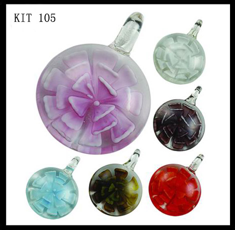 Murano Circle With Flower (Sold in 12 pcs per package, assorted colors)