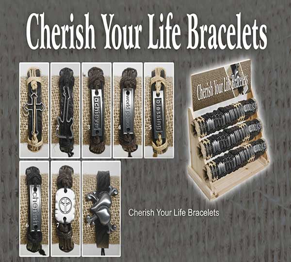 Cherish Your Life Bracelets(sold in per package of 8 pcs, assorted designs)