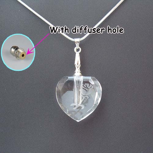Big Hole Flat Heart Clear With Carving Rose(With Diffuser Hole)