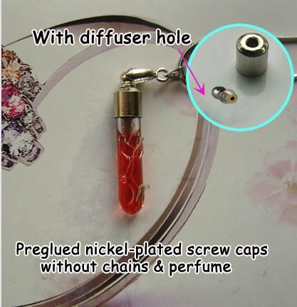 6MM Tube Rose Clear(Preglued Nickel-plated screw caps,With Diffuser Hole)