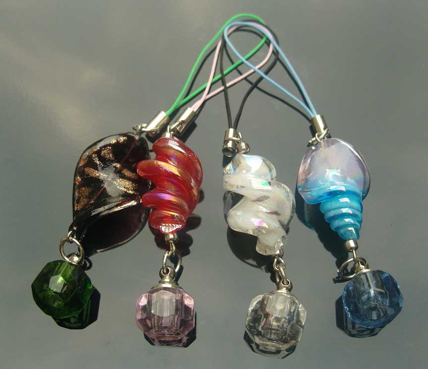Murano Beads Cellphone Straps with crystal vials(Assorted)