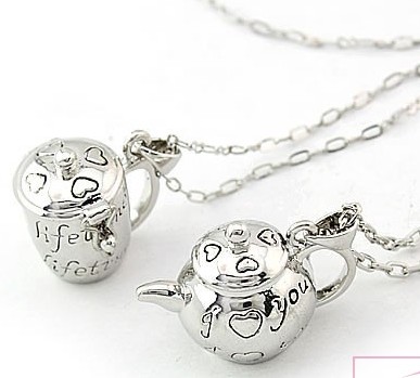 Stainless Steel Teapot and Cup Necklaces(Sold in per pairs)