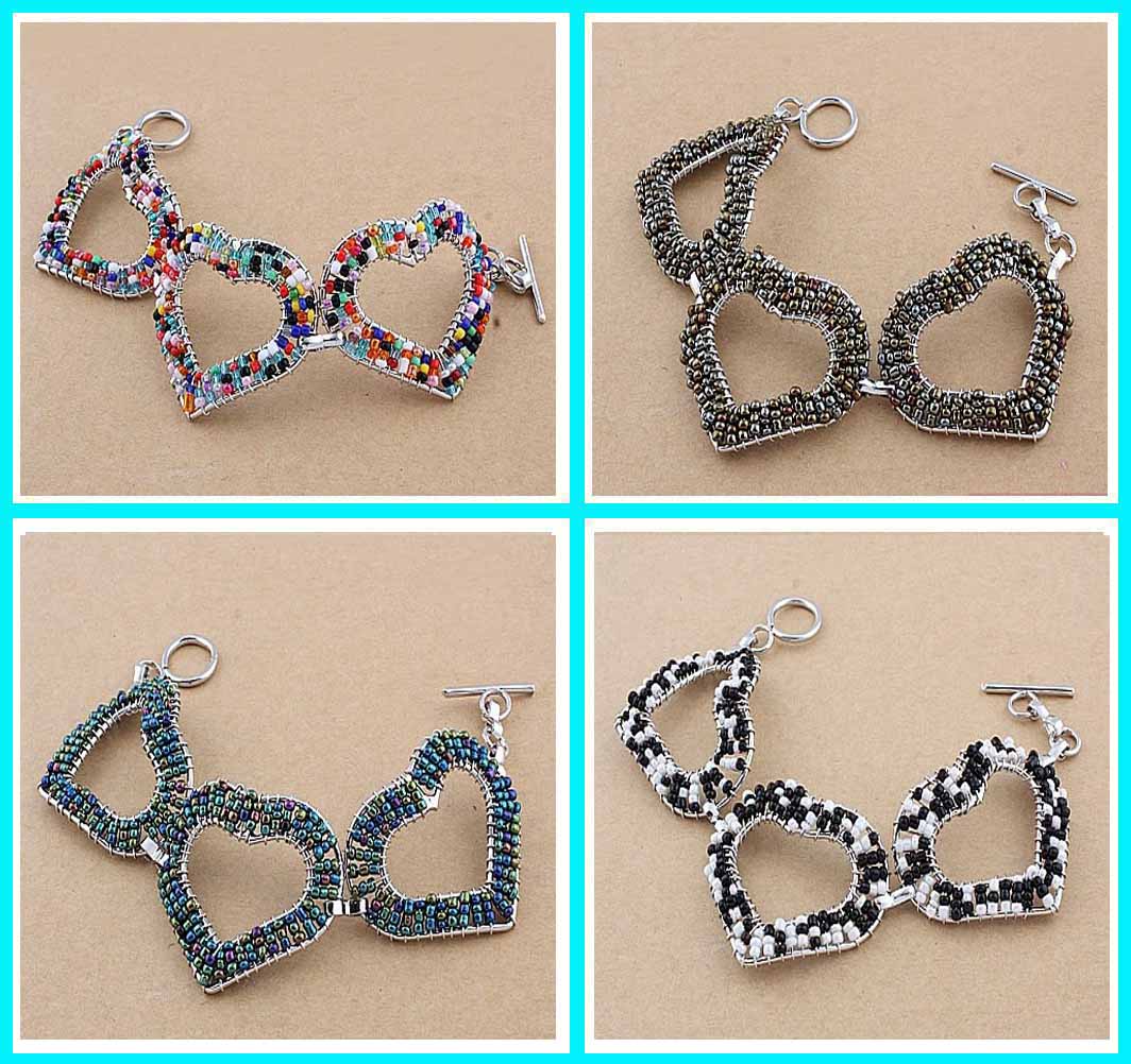 Heart to Heart Glass Tube Bracelets(Assorted Colors)