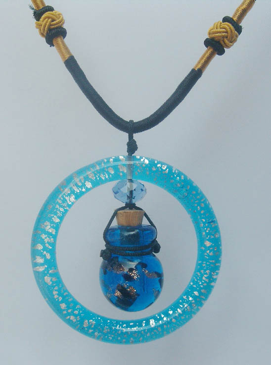 Murano Glass Perfume Necklace Light Blue(with cord)