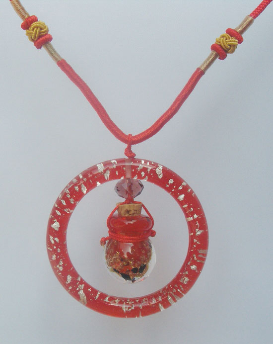 Murano Glass Perfume Necklace Red(with cord)