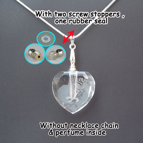 Big Hole Flat Heart Clear With Carving Rose