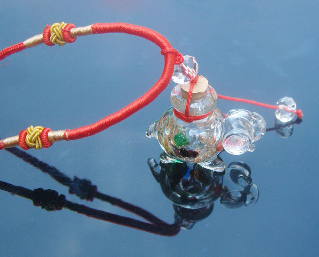 Murano Glass Perfume Necklace Elephant(with cord)