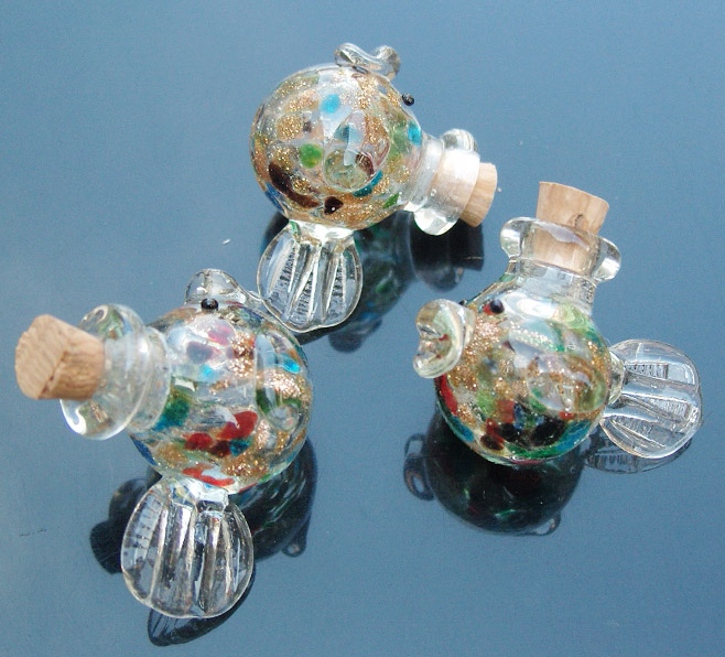 Murano Glass Essential Oil Vial Fish(25MMx33MM)