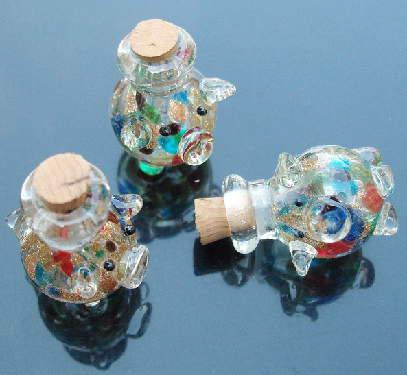 Murano Glass Essential Oil Vial Pig(24MMx25MM)