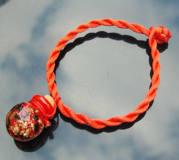 Murano Glass Perfume Vial Bracelet Red