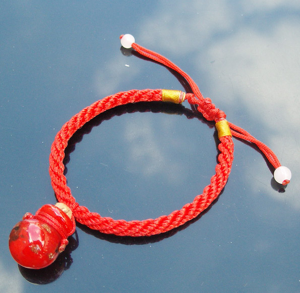 Murano Glass Perfume Vial Bracelet Red