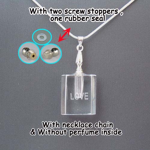 Big Hole Rectangular Cylinder Clear With Carving Love(with the necklace chains)
