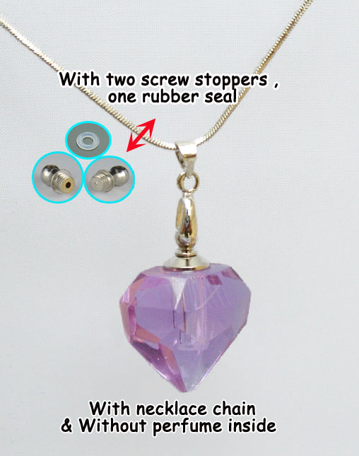 Big Hole Diamond Heart Purple(with the necklace chains)