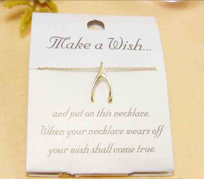 Top Sale Gold Color Make A Wish Necklace Bone(Sold in per package of 20pcs)