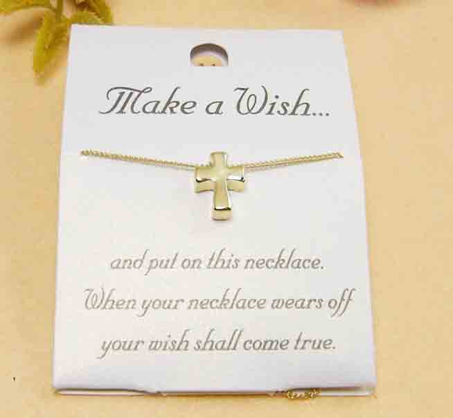 Top Sale Gold Color Make A Wish Necklace Cross(Sold in per package of 20pcs)