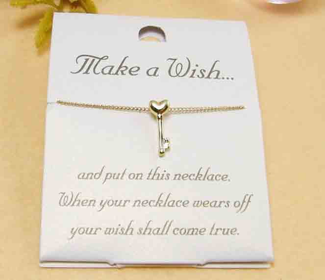 Top Sale Gold Color Make A Wish Necklace Love Key(Sold in per package of 20pcs)