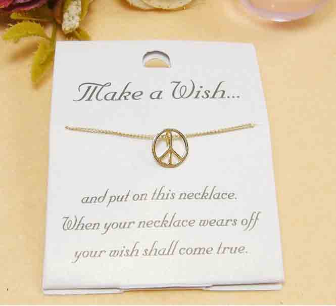 Top Sale Gold Color Make A Wish Necklace Peace(Sold in per package of 20pcs)