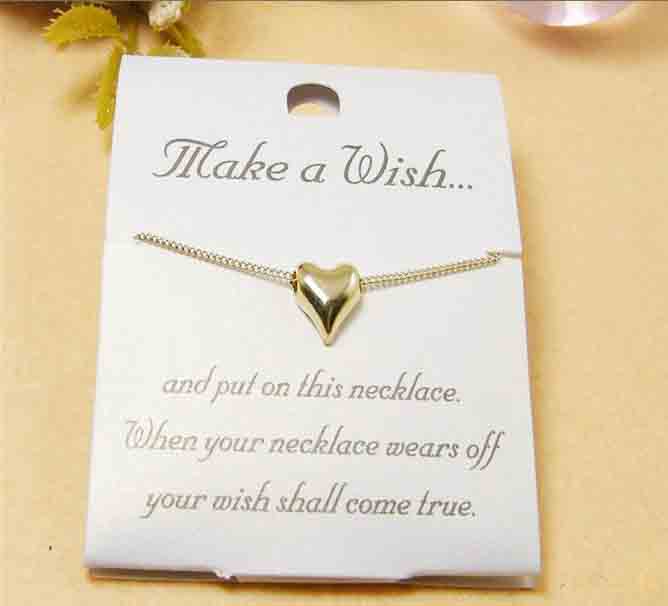 Top Sale Gold Color Make A Wish Necklace Love Heart(Sold in per package of 20pcs)