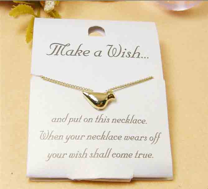 Top Sale Gold Color Make A Wish Necklace Peace Dove(Sold in per package of 20pcs)
