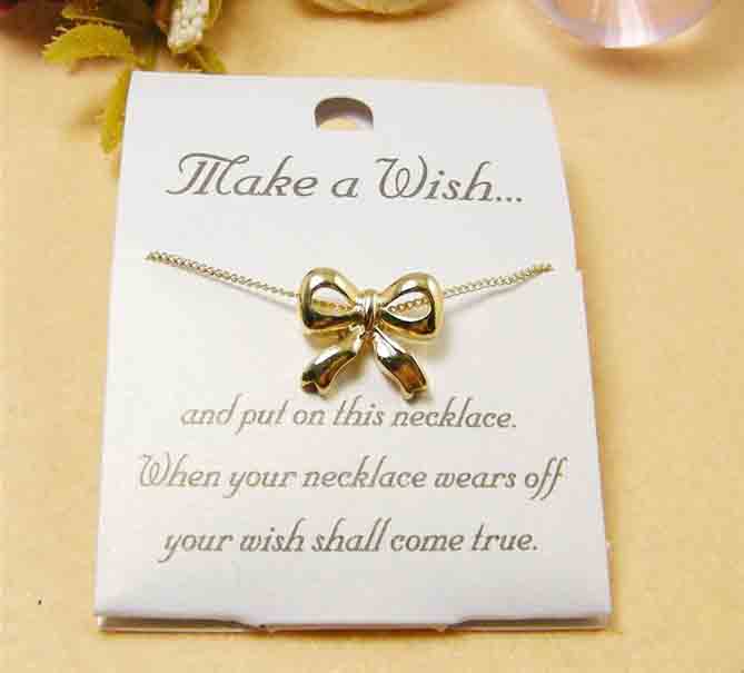 Top Sale Gold Color Make A Wish Necklace Butterfly Knot(Sold in per package of 15pcs)