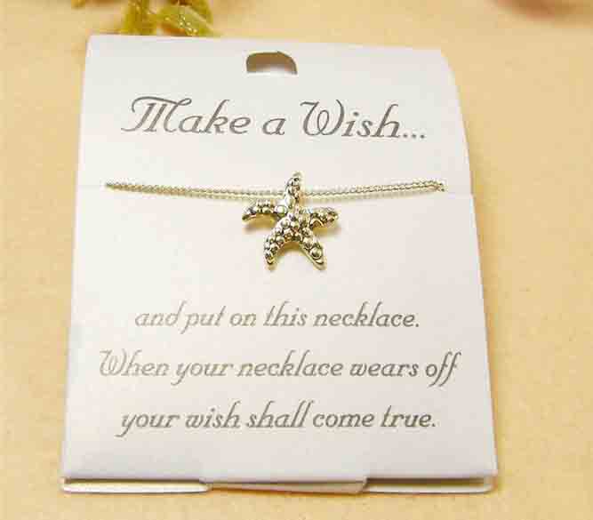 Top Sale Gold Color Make A Wish Necklace Sea Star(Sold in per package of 20pcs)
