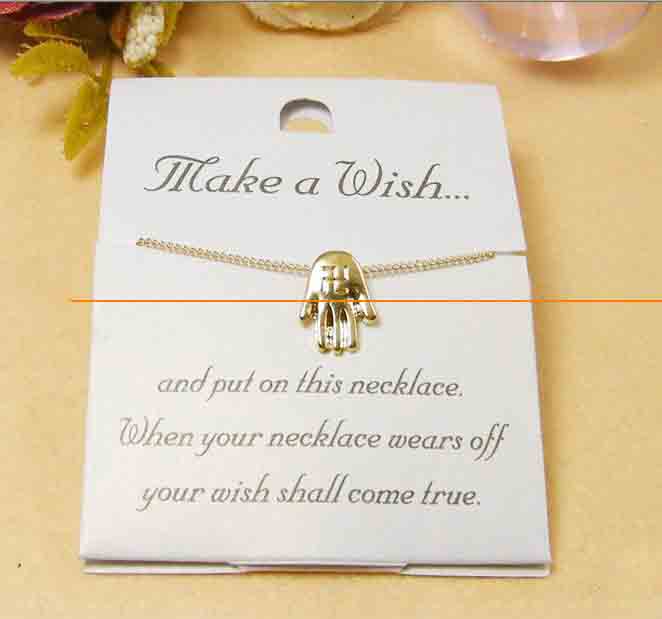 Top Sale Gold Color Make A Wish Necklace Hand(Sold in per package of 20pcs)