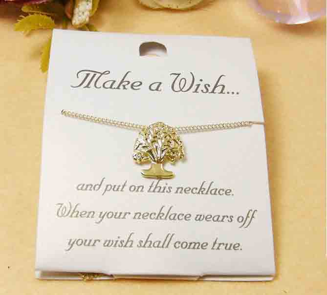 Top Sale Gold Color Make A Wish Necklace Wish Tree(Sold in per package of 20pcs)