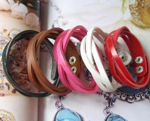 Leather Bracelets(Sold in per package of 100pcs,assorted colors)