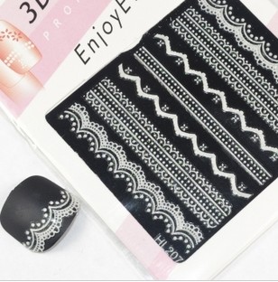 White and Black Lace Nail Stickers (Sold in per package of 80pcs,assorted)