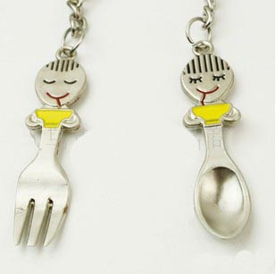 Aolly Lovers Keychain Charms Spoon And Fork (Sold in per package of 50pairs)