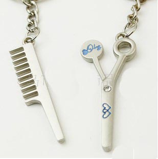 Aolly Lovers Keychain Charms Comb And Scissors (Sold in per package of 50 pairs)
