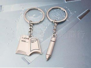 Aolly Lovers Keychain Charms Book And Pen (Sold in per package of 50pairs)