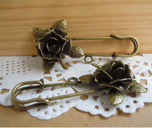 Bronze Rose Brooches (40MM length,sold in per package of 60pcs)