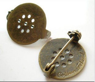 Bronze Brooch Blank With Hole (18MM pad,sold in per package of 100pcs)