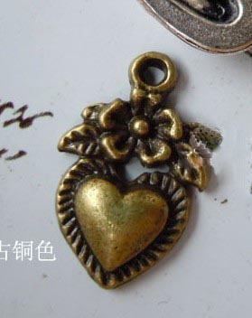 12X18MM Bronze Trinket Ornament Charms Heart(sold in per package of 300pcs)