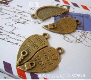 23.8x26MM Bronze Love Lock And Key Trinket charms (sold in per package of 150pairs)