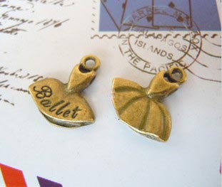 15MM Bronze Ballet Dress Trinket Charms (sold in per package of 300pcs)