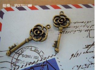 27X11MM Bronze Pendant Charms Lucky Key (sold in per package of 200pcs)