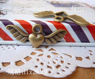 11X28MM Bronze Pendant Charms Love Wing(sold in per package of 300pcs)