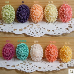 13x18MM Oval Resin Flowers(sold in per package of 60pcs,assorted colors)