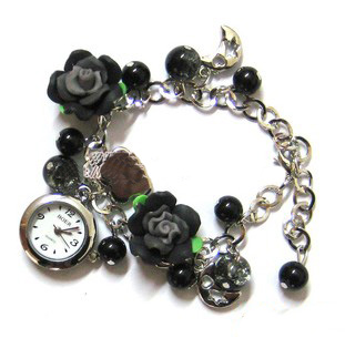 Alloy Flower Beads Bracelet Watches(sold in per package of 10pcs,assorted colors)