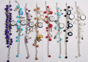 Alloy Pearl Bracelet Watches(sold in per package of 10pcs,assorted)