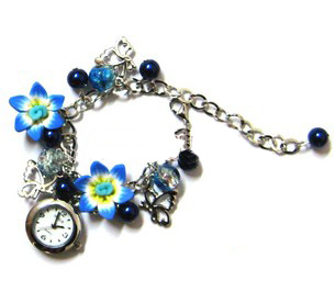 Alloy Flower Beads Bracelet Watches(sold in per package of 10pcs,assorted colors)
