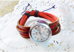 Leather Bracelet Watches(sold in per package of 10pcs,assorted colors)
