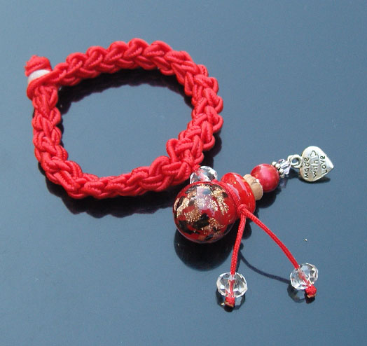 Murano Glass Perfume Vial Bracelet Red