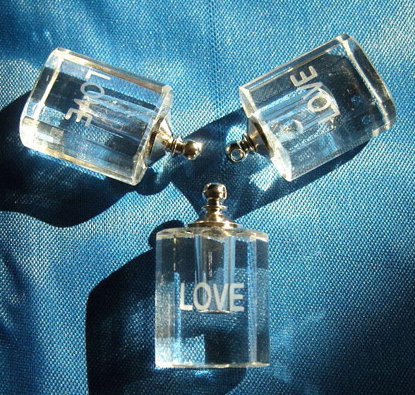 Big Hole Square Clear With Carving LOVE