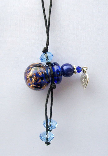 Murano Glass Perfume Cellphone Strap Dark Blue